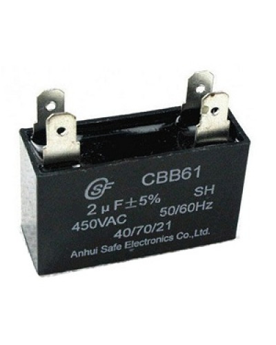 Купити Конденсатор 2 mF CBB61 450VAC, квадратний