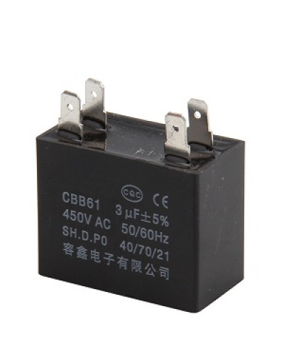 Купити Конденсатор 3 mF CBB61 450VAC, квадратний