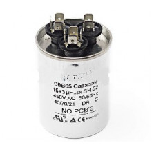 Конденсатор 15+3 mF CBB65 450VAC, металевий