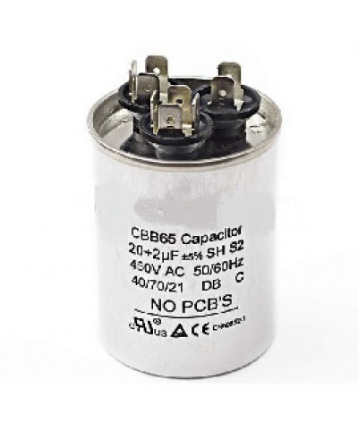Купити Конденсатор 20+2 mF CBB65 450VAC, металевий