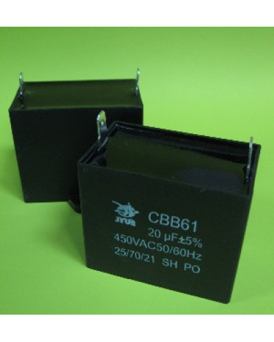 Купити Конденсатор 20 mF CBB61 450VAC, квадратний