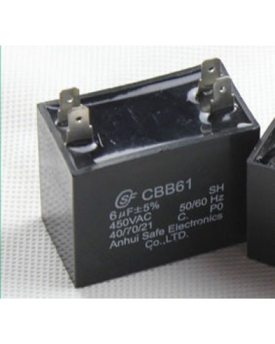 Купити Конденсатор 6 mF CBB61 450VAC, квадратний