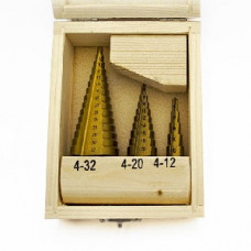 Набір східчастих свердлів TCCN по металу 4-12, 4-20, 4-32мм (3шт.)