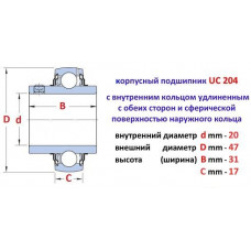 Корпусний підшипник UC 204